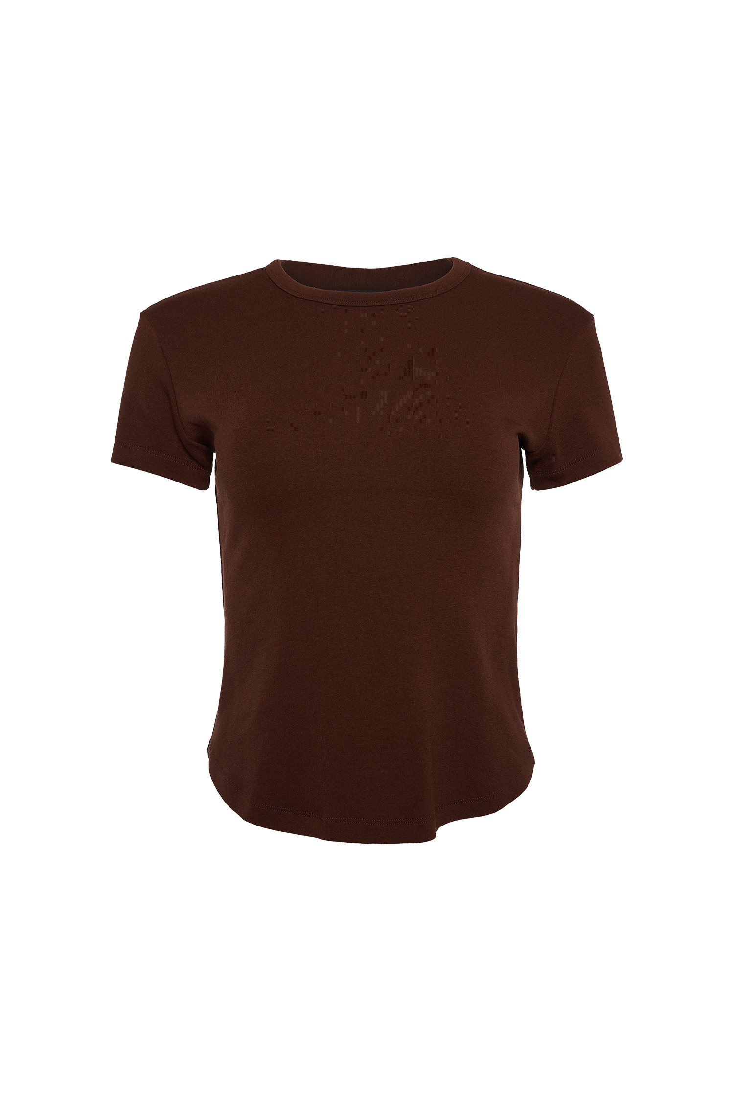에센 캡소매 티셔츠 - 브라운